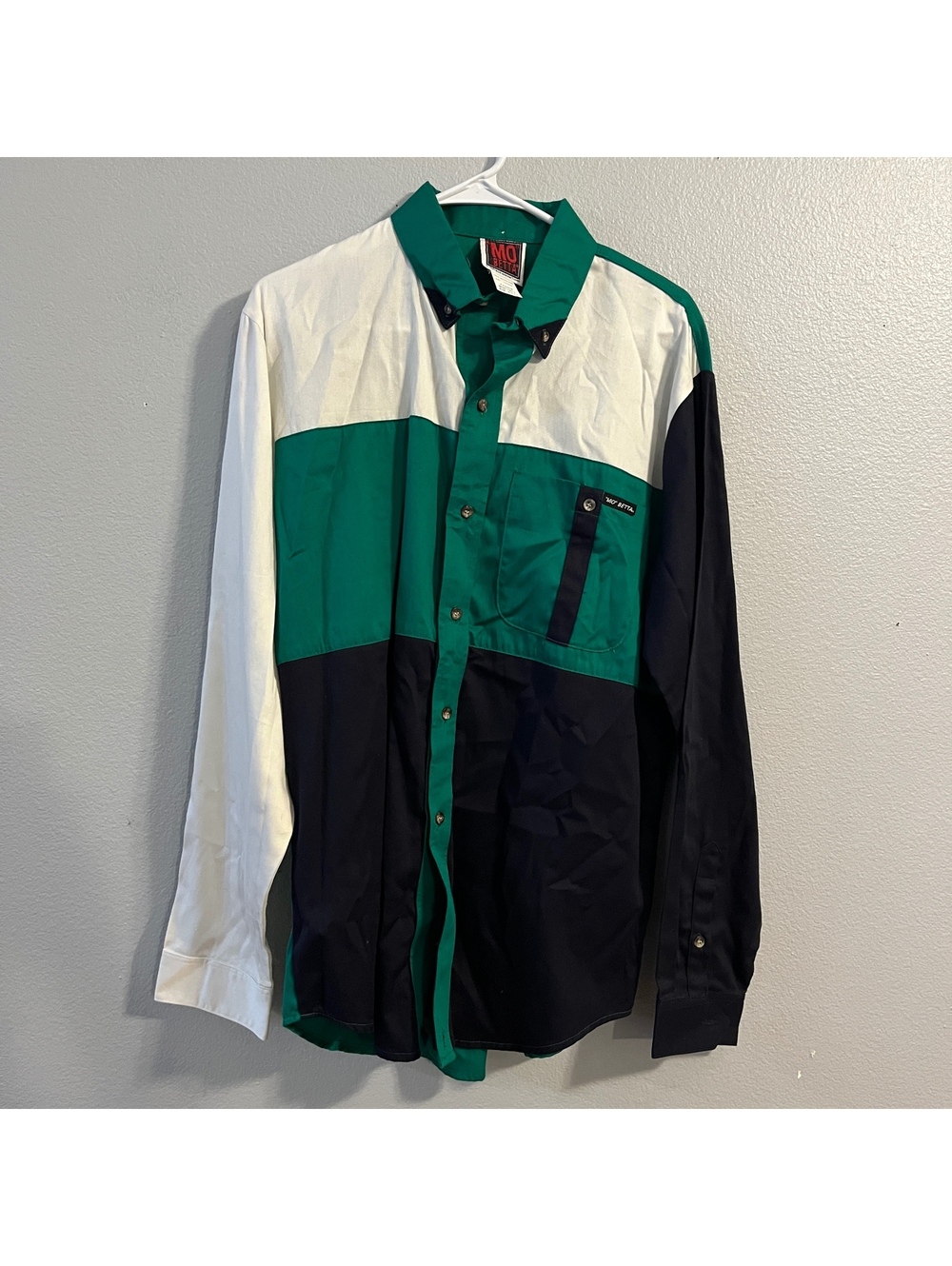 Vintage Mo Betta Western Shirt 16.5 35 USA Colorblock Rodeo Cowboy 100% Cotton